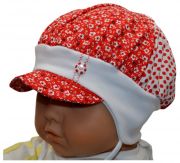 Süße, rot-weiß-gepunktete Schildmütze mit Jerseybund, Schild und Bändchen für BabyMädchen von MaxiMo
