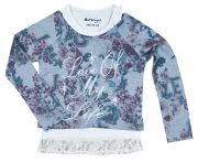 Set aus grauem Langarm-Shirt mit floralem Muster und beigefarbenem Träger-Top für Mädchen von Blue Effect