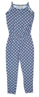 Sommerlich leichter Jump-Suit für Mädchen von Blue Effect in dunkelblau mit kleinen Mustern. Ärmellos, mit Spaghetti-Trägern und knöchel-langem Hosen-Teil.