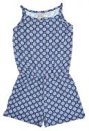 Sommerlich leichter Play-Suit für Mädchen von Blue Effect in dunkelblau mit kleinen Mustern. Ärmellos, mit Spaghetti-Trägern und kurzem Hosen-Teil.