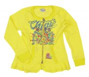 Leichte Sweat-Jacke Kaluha in gelbem Farbton absynthe für Mädchen von Chipie. Der gelbe Cardigan wird von einem blumigen Logo-Print vorn, aufgepeppt.