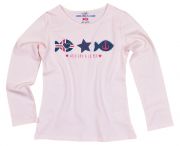 Süßes Longsleeve SACHA in rosa für Mädchen. Leichtes Shirt mit navy-roten Logo-Motiven auf der Brust.