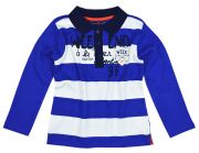 Cooles Polo-Rugby-Shirt in königsblau-weiß für JUngen von Week-end a la mer. Hochwertig verziertes Shirt mit breiten Blockringelstreifen und Polo-Kragen.